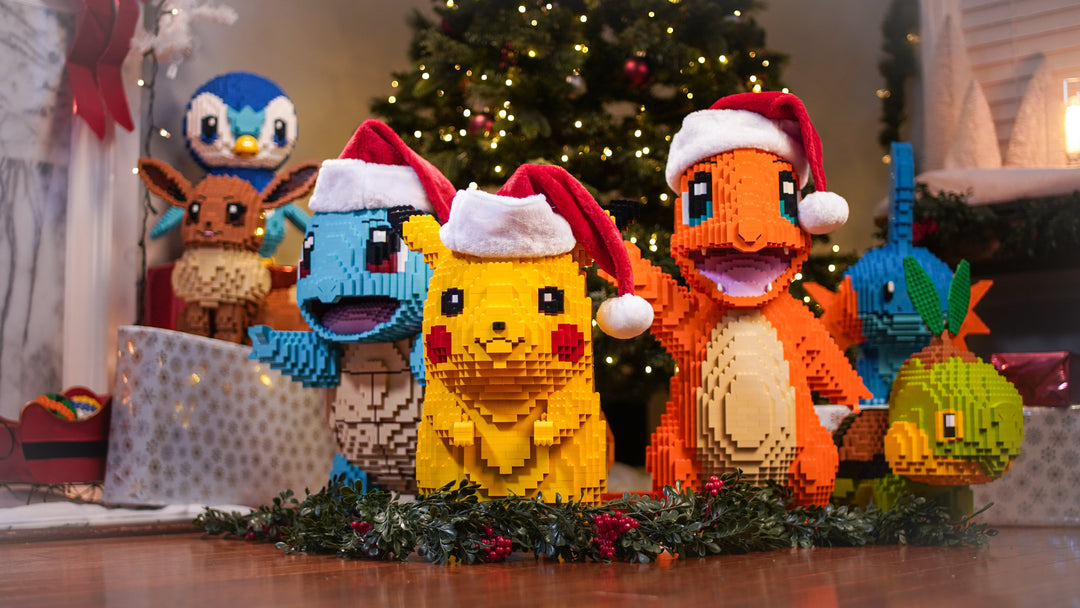 Charmander Life-Sized Replica in LEGO Bricks on Lava rocks
