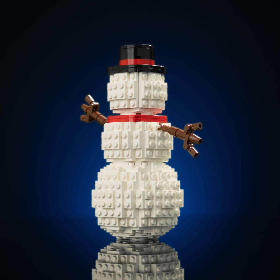 Holiday Snowman built with LEGO® bricks - by Bricker Builds